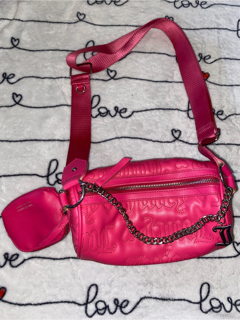Hot Pink juicy couture Bag with Chain Accent